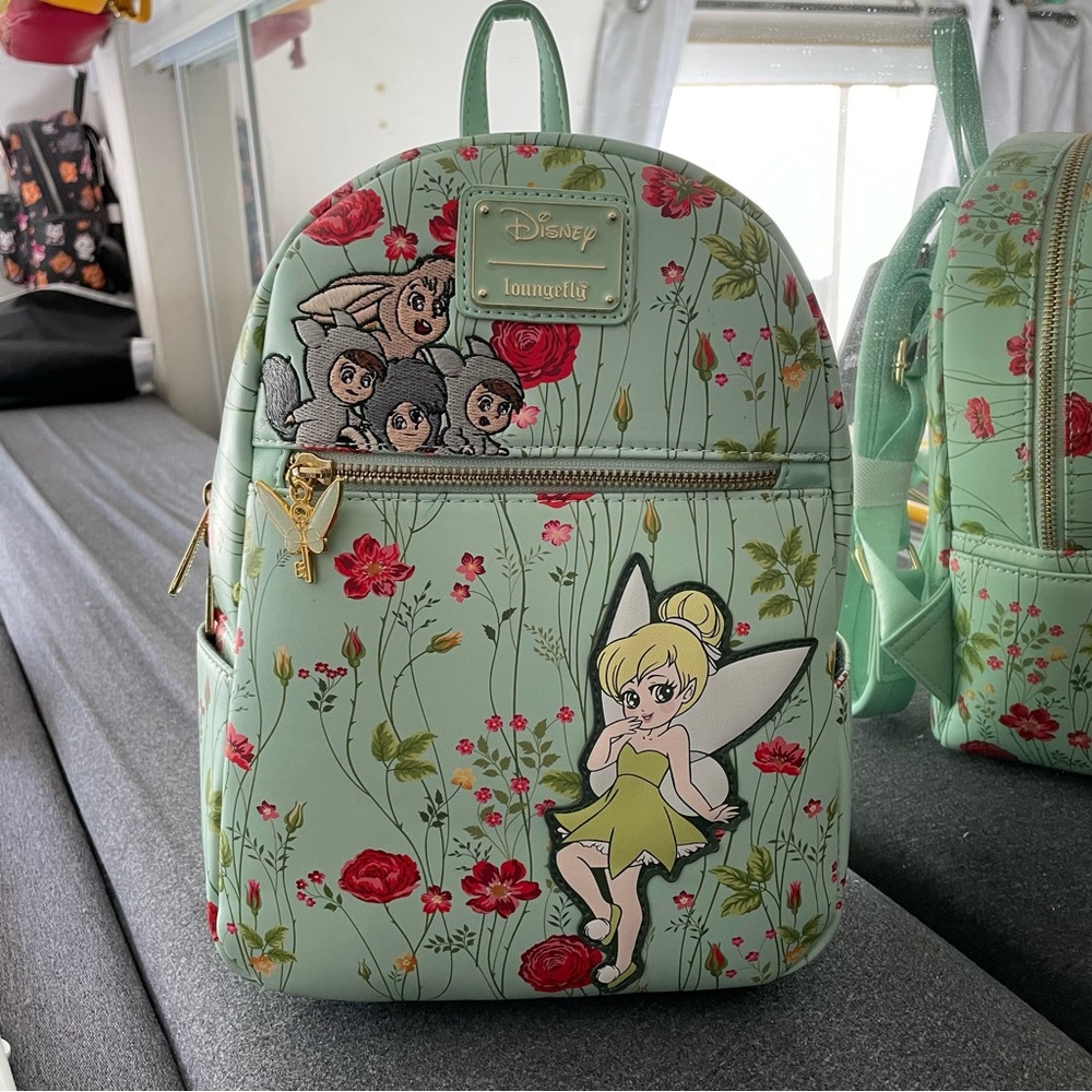 Tinker Bell loungefly Tinkerbell backpack green floral perer pan pixie fairy